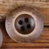 Botones de hueso de vaca natural marrones y negros con bordes biselados, de cuatro agujeros, para abrigos, trajes, chaquetas, camisas y ropa infantil