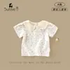 Camiseta para Niñas 2026 Verano Nuevo Estilo Ropa para Bebés y Niños Pequeños Top Floral de Manga Corta con Cuello de Muñeca para Bebés Niñas