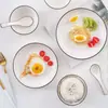 Apenas para Pratos Domésticos Pratos de Jantar Pratos de Jantar de Cerâmica Tigelas Fundas para Sopa Textura Flutuante Personalidade Criativa Louça Simples Nórdica