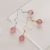 Pendientes de Cristal de Fresa Flor de Durazno Zhao para Mujer Personalidad Temperamento Dulce Pendientes Antiguos Pendientes de Ágata Carmesí Flor de Durazno Nuo de Moda