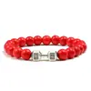 Novo bracelete hexagonal turquesa fosco com contas, pulseira de contas de halteres da moda, corda elástica, pulseira de liga metálica de vários tamanhos