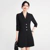 Vestido de temperamento, ropa de trabajo de recepción, belleza médica, vestido de manga larga, vestido plisado, vestido profesional de otoño e invierno, traje de mujer, falda de mujer