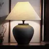 Lámpara de mesa de cerámica estilo Wabi-Sabi japonés, Nuevo estilo de diseñador chino, Lámpara de mesita de noche para sala de estar y dormitorio de hotel tipo casa de campo estilo americano