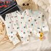 25 Novas Roupas Caseiras de Lycra para Crianças e Crianças de Meia-Idade Classe A Algodão Puro Sem Costura Roupas de Outono e Conjuntos de Calças de Outono Pijamas de Desenho Animado para Meninos e Meninas