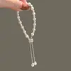 "Luar Branco" Pulseira de Puxar com Pérola Artificial Simples Francesa Moda Alto Padrão Brilho Pequeno Pulseira de Cintura Masculina Versátil