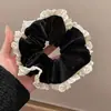 Encaje Francés Anillo para el Cabello de Intestino Grueso para Mujer Sentido de Alta Gama Tamaño Grande Flor para el Cabello Dulce Cuerda para el Cabello Combinable Cuerda para el Cabello