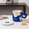 Caneca de cerâmica com coração para menina, caneca fofa de flor, presente de mão, copo de água, xícara de café da manhã com leite, para casa de alta aparência