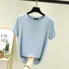 Camiseta Básica de Verão Nova, Manga Curta, Gola Redonda, Cor Lisa, Pulôver, Top Feminino, Camisa Base Fresca Trbottomy