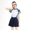 Traje de baño de dos piezas conservador adelgazante nuevo para mujer 2026 con shorts planos, que cubre el abdomen, para busto pequeño, traje de baño para entrenamiento deportivo