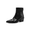 Botines Chelsea Básicos Versátiles Lavables de Piel de Vaca de Alta Calidad para Viajeros Invierno 2026 Tacón Medio Grueso Punta Fina Piel Genuina Botines Tobilleros para Mujer