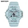 Reloj SANDA para estudiantes, doble pantalla, textura de mezclilla, reloj electrónico multifuncional, reloj electrónico deportivo impermeable transfronterizo