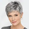 Tendência europeia e americana comércio exterior transfronteiriço Personalidade feminina dourada cabelo curto fofo mecanismo de fibra química chapelaria peruca top reedição