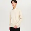 Woog2005 Malha Autoaquecida Cor Lisa Gola Lapela Masculina Inverno 2025 Nova Quente Camada Interna Gola Gaivota Malha