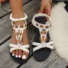 Sandálias Romanas Femininas de Verão 2025 Novo Estilo Sandálias de Tira Única com Fivela Tamanho Grande para Uso Externo Sandálias Peep-Toe
