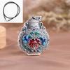 Pingente de prata pura feminino, pingente de suéter de outono e inverno com esmalte cloisonne, pingente de vaso em relevo dupla face