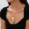 Colar com pingente de flor dourada retrô transfronteiriça europeia e americana, pulseira, anel, brincos, conjunto de 5 joias de alta qualidade