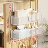 Estante de almacenamiento para colgar en la puerta con ganchos, estante de almacenamiento multicapa para detrás de la puerta del dormitorio, cesta de almacenamiento colgante sin taladro para detrás de la puerta de entrada, tipo oculto