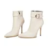 35-41 Botas Martin para mujer de otoño e invierno europeas y americanas, punta fina, suelas de goma blandas, cremallera lateral, color liso, tacón fino, botas de tacón ultraligero para mujer