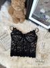 Camisola de Renda Bordada Estilo Socialite Francesa Pura Luxúria para Mulheres Sexy com Bojos para Efeito Emagrecedor Top Básico para Mulheres