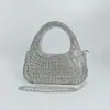 Bolso de mano europeo y americano para la noche con incrustaciones de diamantes, moderno, semicircular, versátil, brillante, de alta gama, elegante, diseño de nicho, para llevar en la mano, para fiesta