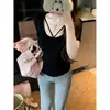 Top de tricô puramente desejável de primavera com decote em V e mangas curtas para mulheres, camiseta básica de verão elástica slim fit, top curto que afina a cintura com ombros normais