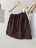 Shorts Casuales Holgados de Algodón y Lino con Cordón Estilo Old Money Relajado para Mujer, Nuevo Modelo de Verano, Adelgazantes de Cintura Alta, Línea A, Pierna Ancha, Hot Pants