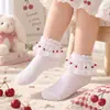 Calcetines para niños Calcetines con borde de encaje de perlas Calcetines de algodón Transpirables Estilo princesa Calcetines lindos Calcetines blancos cortos para bebé