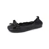 Zapatos planos de ballet para mujer, talla grande 41-42 con lazo, nuevo empeine suave y suela blanda, zapatos planos tipo ballet, zapatos plisados de rollo de huevo de cuero genuino