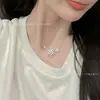 Colar Feminino V Goldra Fu Flor Grande e Pequena Estrela de Cinco Pontas Versão Alta Banhado a Ouro Branco 18K Corrente de Clavícula de Nicho Venda Direta da Fábrica