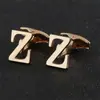 Dorado 26 letras inglesas lisas gemelos de hombre creativos para camisa