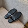Medias Zapatillas Abiertas para Mujer 2026 Verano Nuevo Estilo Malla Hueca Negra Transpirables Sandalias Planas de Punta Redonda para Uso en Exteriores