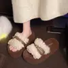 Pantuflas peludas estilo retro para mujer, nueva colección otoño/invierno 2026, mocasines sin cordones, pantuflas de moda con suela gruesa