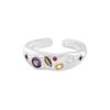 780 Estilo Coreano INS Nicho Luz Design de Luxo All-match Contraste Cor Zircon Anel Aberto Prata Esterlina S925 Textura Feminina