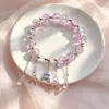 Pulseira de Corrente de Mão com Laço Estilo Floresta Folhagem Verde Brilhante Acessórios Torre Eiffel Cristal de Temperamento Ornamentos de Mão para Estudantes