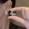 Pendientes de Mariposa con Circonita Microincrustada Plateados Estilo Mismo de TikTok para Mujer Elegantes Versátiles Exquisitos Ligeros de Lujo Sensación de Gama Alta