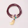Pulseira Natural de Granada de Três Círculos para Mulheres, Pulseira Presente de Cristal e Jade Hetian, Nicho de Luxo Acessível, Pulseira Simples e Versátil