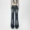 Calça Flare Retro Americana de Cintura Baixa para Outono 2026, Modelagem Slim Fit, Versátil, Jeans com Elastano para Outono-Inverno, Feminina