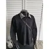 Camisa tipo polo retro americana transfronteriza, camiseta de manga larga a cuadros de retazos moderna para hombre, sudadera con cuello de peso pesado