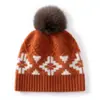 Gorro cálido y a prueba de frío gorro simple versátil nuevo gorro de cachemir gorro jacquard retro gorro suave con pompón Fair Isle