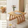 Mesa Pequeña Minimalista Estilo Crema para Balcón con Ventana Saliente para Persona Perezosa, Mesa de Café Moderna Simple de Moda