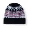 Gorro de Cachemira Fair Isle con Copos de Nieve, Nuevo Estilo Coreano Otoño/Invierno, Gorro de Punto Jacquard Cálido, Gorro para la Cabeza con Protección para los Oídos para Mujer