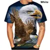 Explosões de Verão 2024 Nova Águia Camiseta com Impressão 3D Camiseta com Estampa de Pássaro Moda Streetwear Masculina e Feminina Manga Curta Top Casual