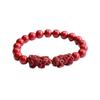 Pulseira de Cinábrio Personalizada com Areia Dourada Roxa e Pingente Duplo Pixiu, Transmissão ao Vivo da Fábrica de Joias e Dropshipping S2062602