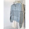 Cárdigan de Punto Rayado Multicolor Diseño Retro Japonés para Mujer Otoño e Invierno Elegante Casual Petite Chaqueta Suéter