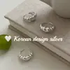 Anillo de corazón de globo tridimensional simple de plata de ley S925, estilo idéntico al de la bloguera de Dongdaemun, versátil para apilar.