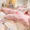 Conjunto de cuatro piezas de cachemira para planta, estilo nórdico, juego de tres piezas de sábana cepillada agradable al tacto, juego de ropa de cama, funda de edredón para dormitorio de estudiante