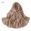 Lenço Longo Versátil de Cor Sólida com Renda Bordada Flor Trompete Pérola Chiffon Leve Respirável Lenço de Cabeça Xale de Chiffon