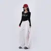 Pantalones deportivos holgados de alta gama en blanco y gris para adelgazar para mujer, pantalones casuales de pierna ancha y caída para baile hip-hop y street dance, marca de moda