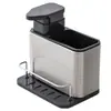 Estante de Almacenamiento de Cocina de Acero Inoxidable, Caja de Almacenamiento Multifuncional Integrada con Drenaje para Cucharas, Cuchillos, Tenedores y Palillos, Artículos de Cocina