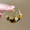 Brincos de Franja Leopardados em Formato de C Exagerado da Moda para Mulheres, Luxo Acessível e Brincos Franceses de Alta Qualidade, Brincos de Design Exclusivo